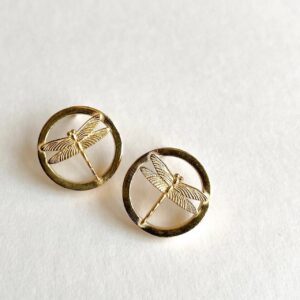 Puces d'oreilles Libellule | Plaqué or