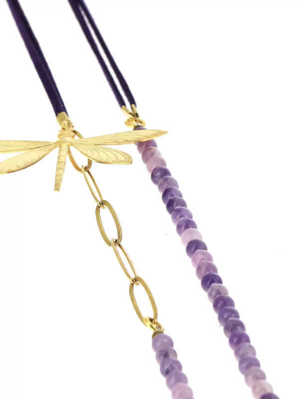 Collier Libellule daim *Lepidolite – Image 3